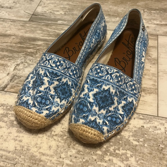 Brighton Shoes - Brighton Blue and White Espadrilles